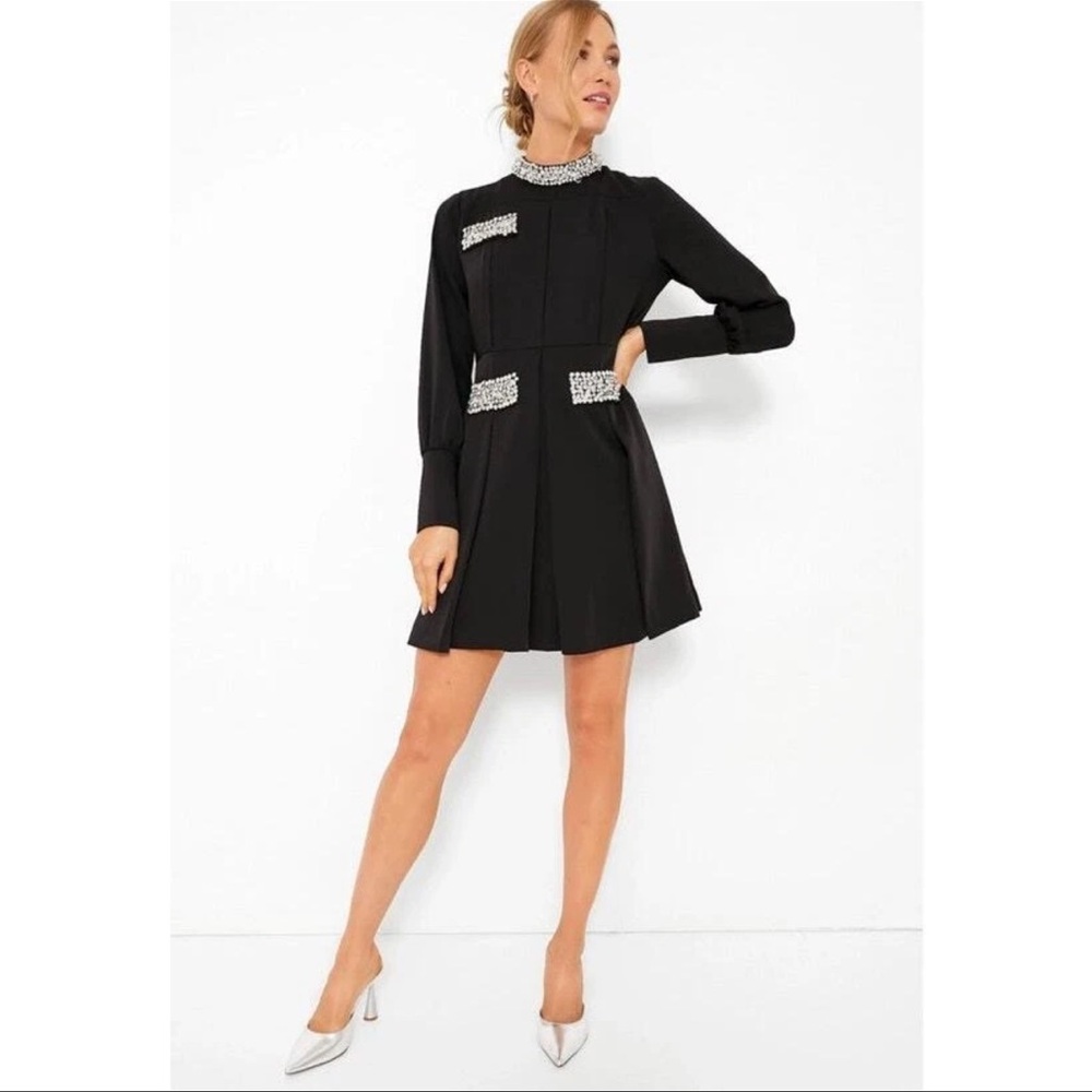 Tuckernuck Womens Embelished Hoyt Dress Black Beaded Cocktail Dress